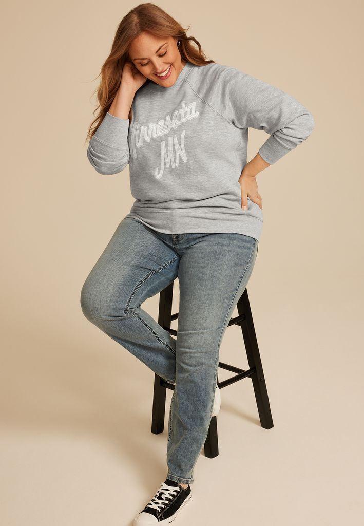 Plus Size State Embroidered Crew Neck Sweatshirt - Image 3