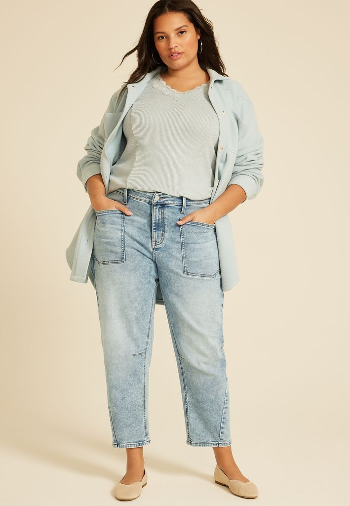 Plus Size High Rise Utility Barrel Jean - Image 3