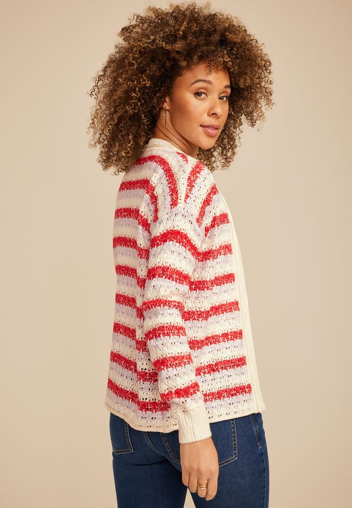 Striped Open Front Cardigan - Image 2