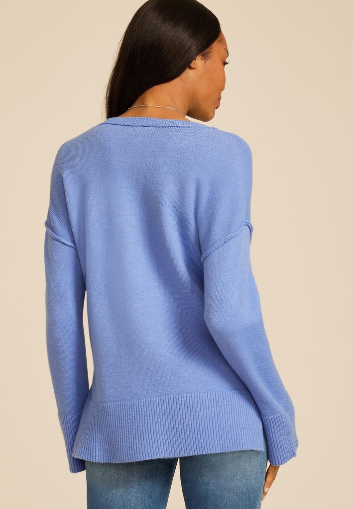 Crew Neck Step Hem Sweater - Image 2