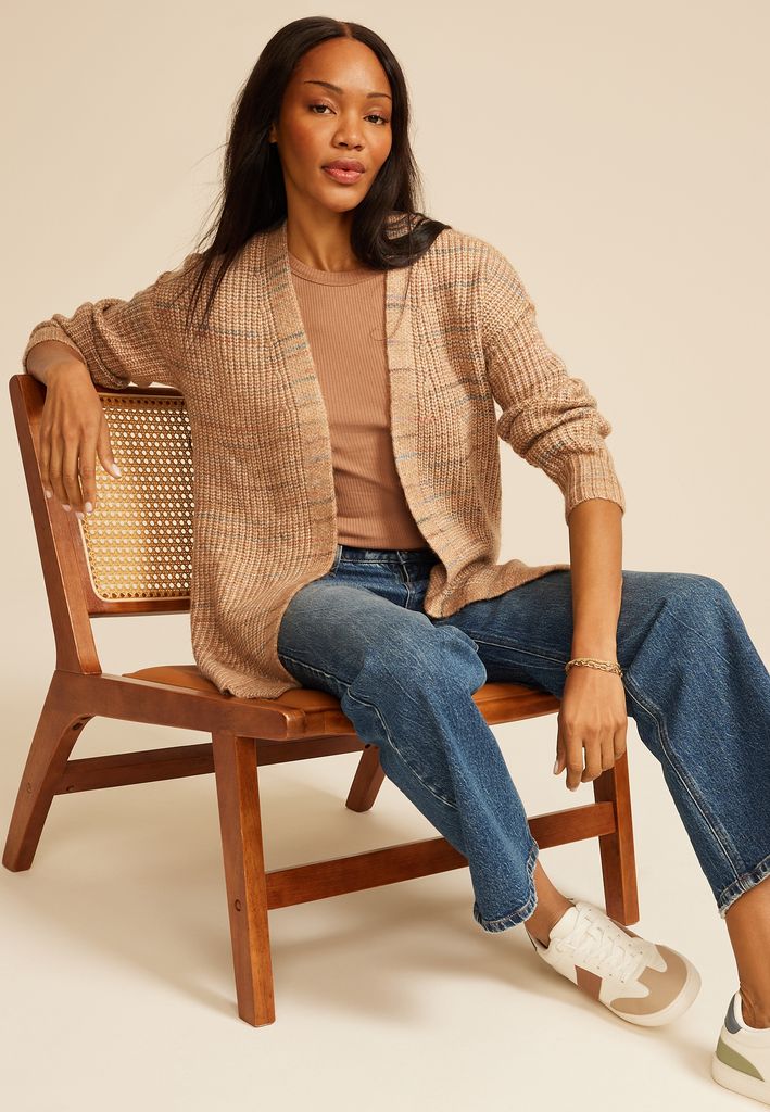Spacedye Striped Open Front Cardigan - Image 3
