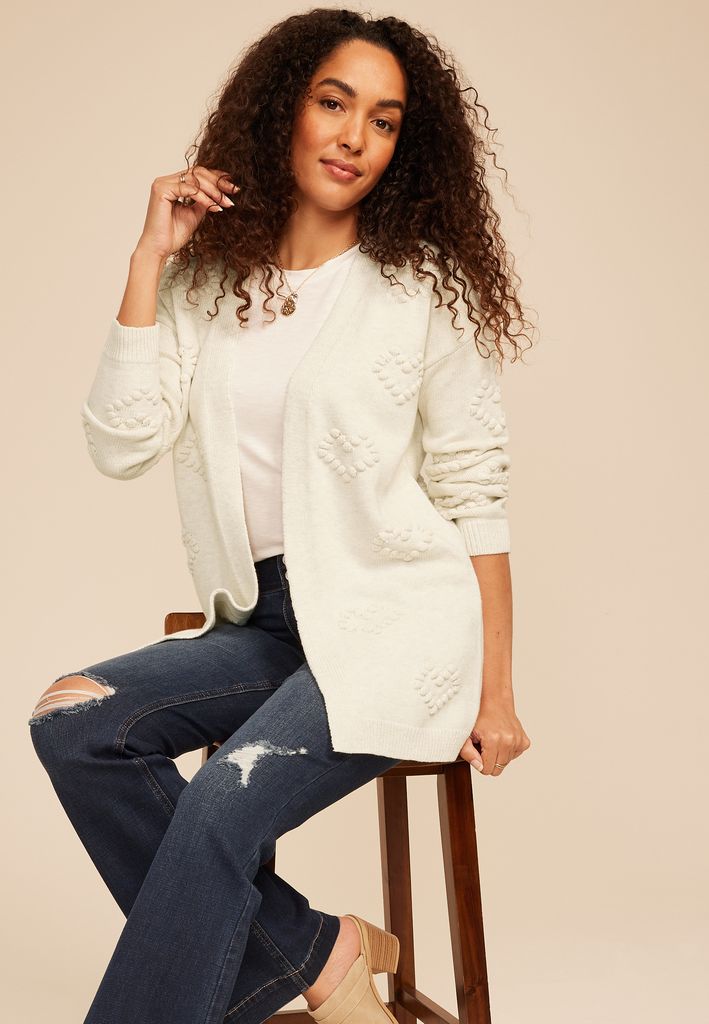Heart Bobble Open Front Cardigan - Image 3