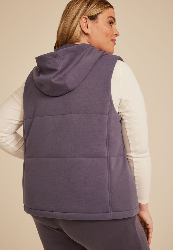 Plus Size Scuba Knit Hooded Vest - Image 2