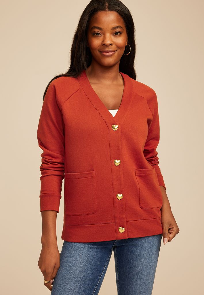 Heart Button Front Cardigan