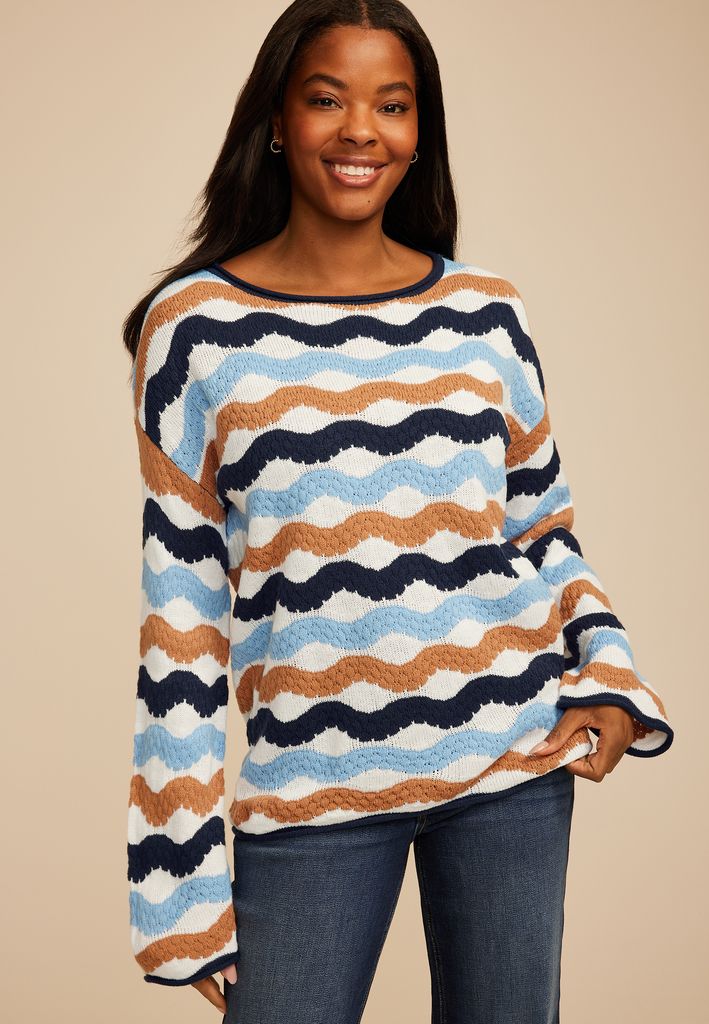Multi Color Wave Striped Sweater - Image 3
