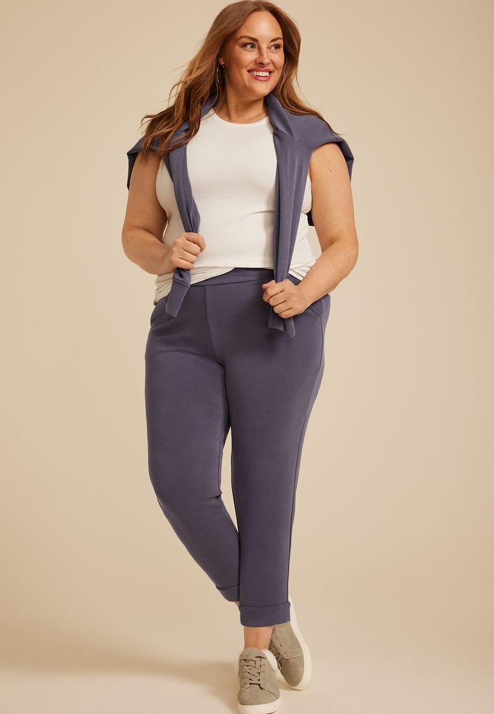 Plus Size Cloud Scuba Knit High Rise Tapered Pant - Image 3