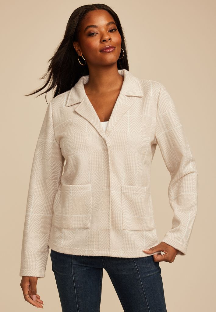 Neutral Houndstooth Blazer
