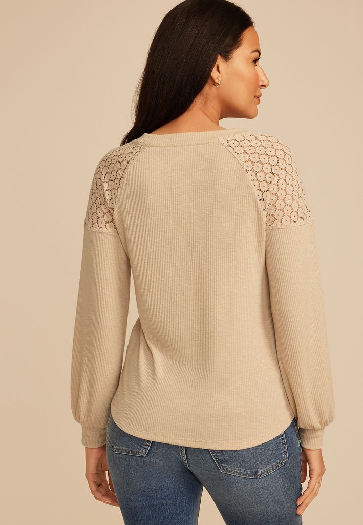 Lace Shoulder Raglan Top - Image 2