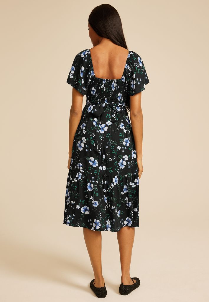 Floral Short Sleeve Tiered Midi Dress - Image 2