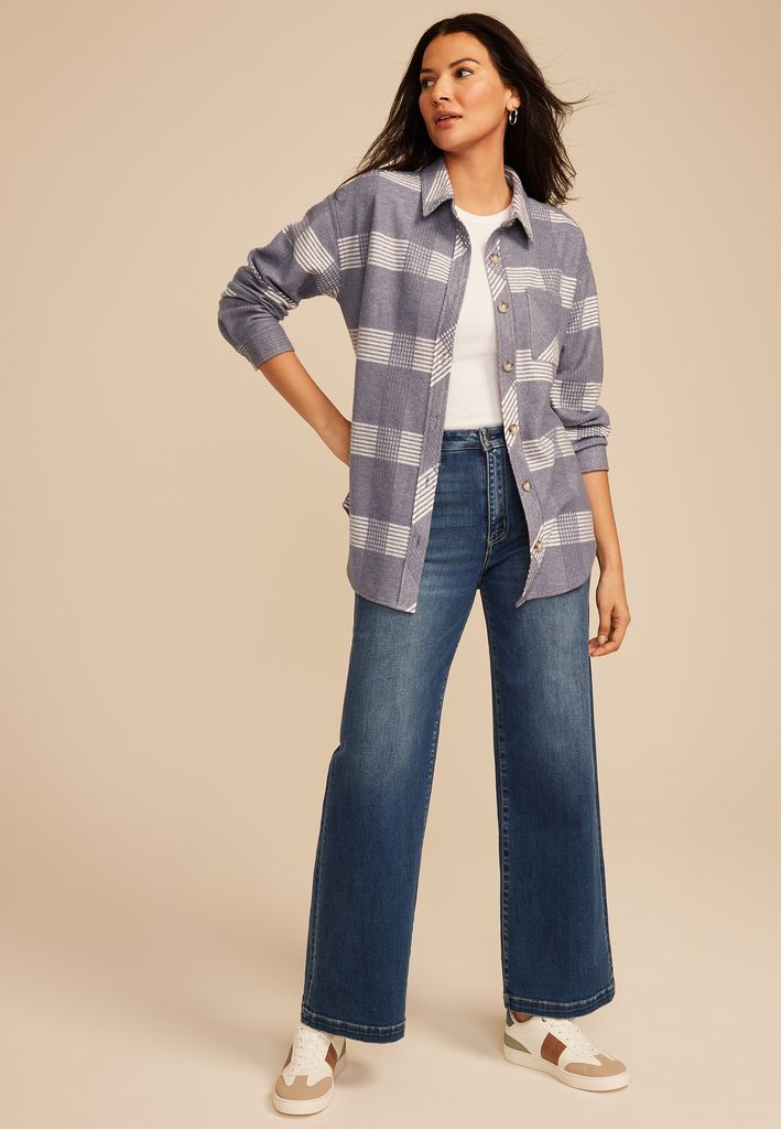 Plaid Fleece Shacket - Image 3