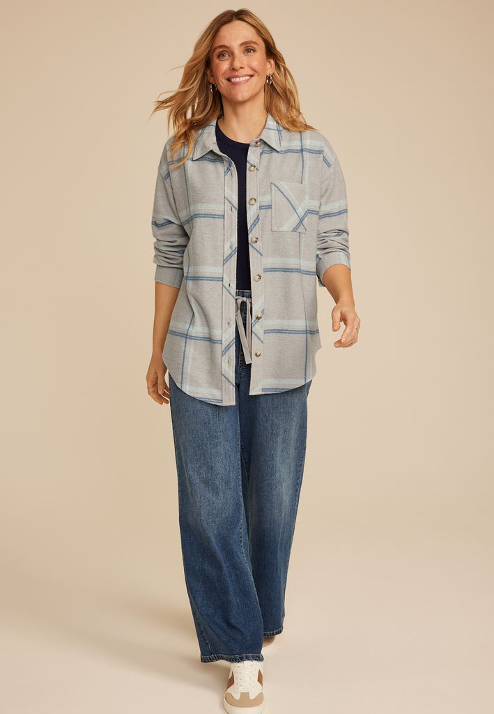 Plaid Fleece Oversized Shacket - Image 3
