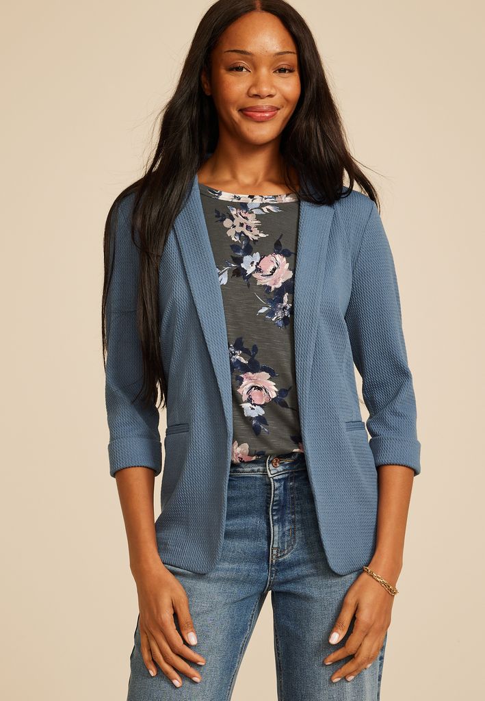 Textured Versa 3/4 Sleeve Blazer