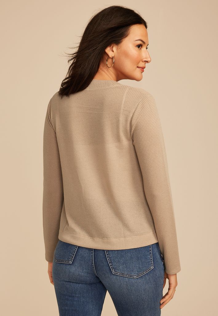 Textured Open Front Cardigan - Image 2