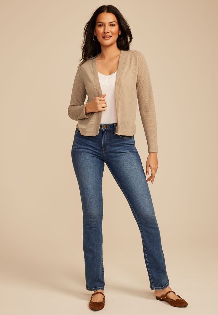 Textured Open Front Cardigan - Image 3