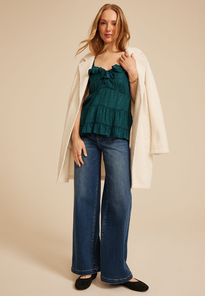 Floral Jacquard Tiered Tank Top - Image 3