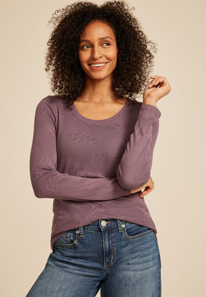 Floral Jacquard Mesh Top