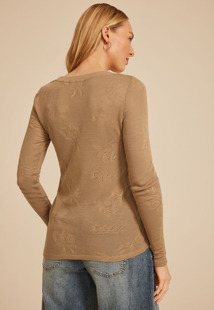 Floral Jacquard Mesh Top - Image 2
