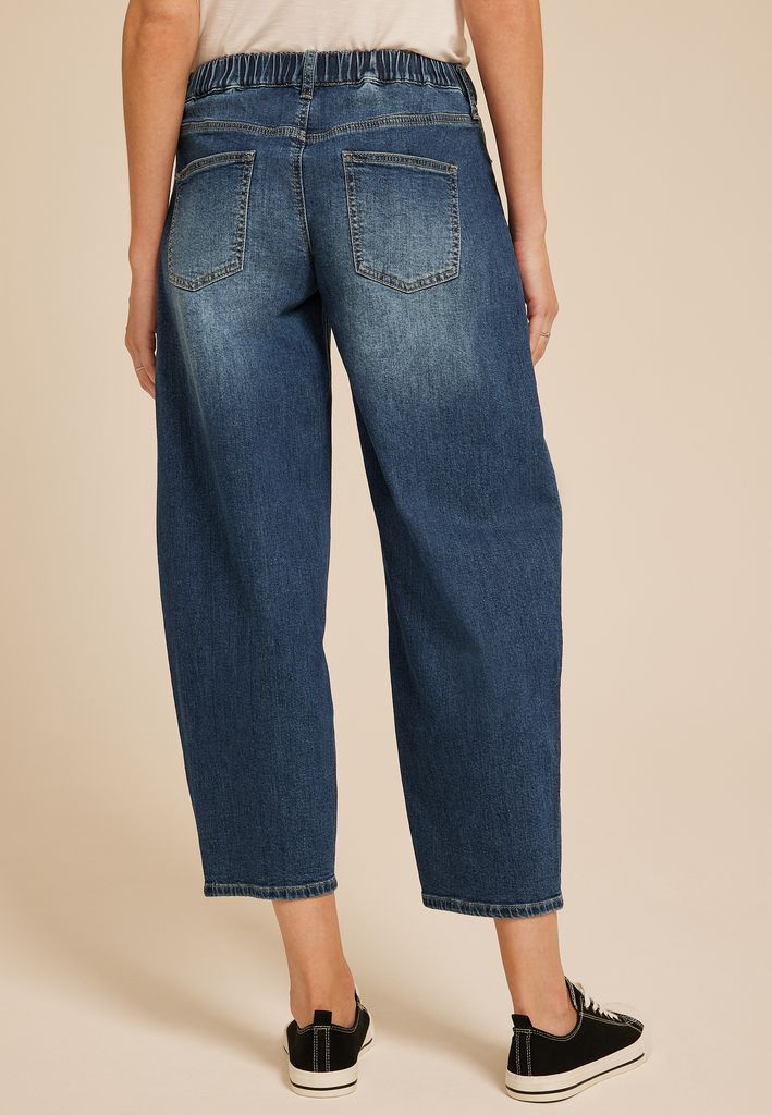 Mid Rise Elastic Waist Barrel Jean - Image 2
