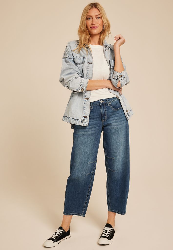 Mid Rise Elastic Waist Barrel Jean - Image 3