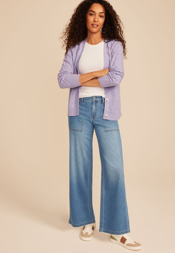 Medium Mid Rise Soft Utility Wide Leg Jean - Image 3