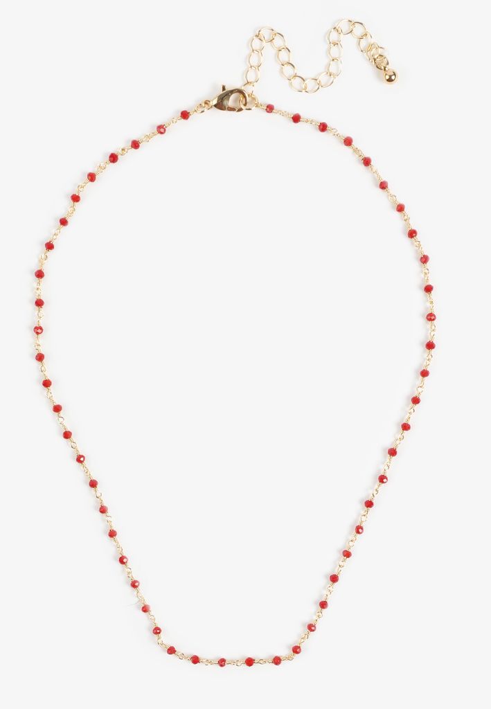 Everyday Layers Gold Red Beaded Necklace - Image 2