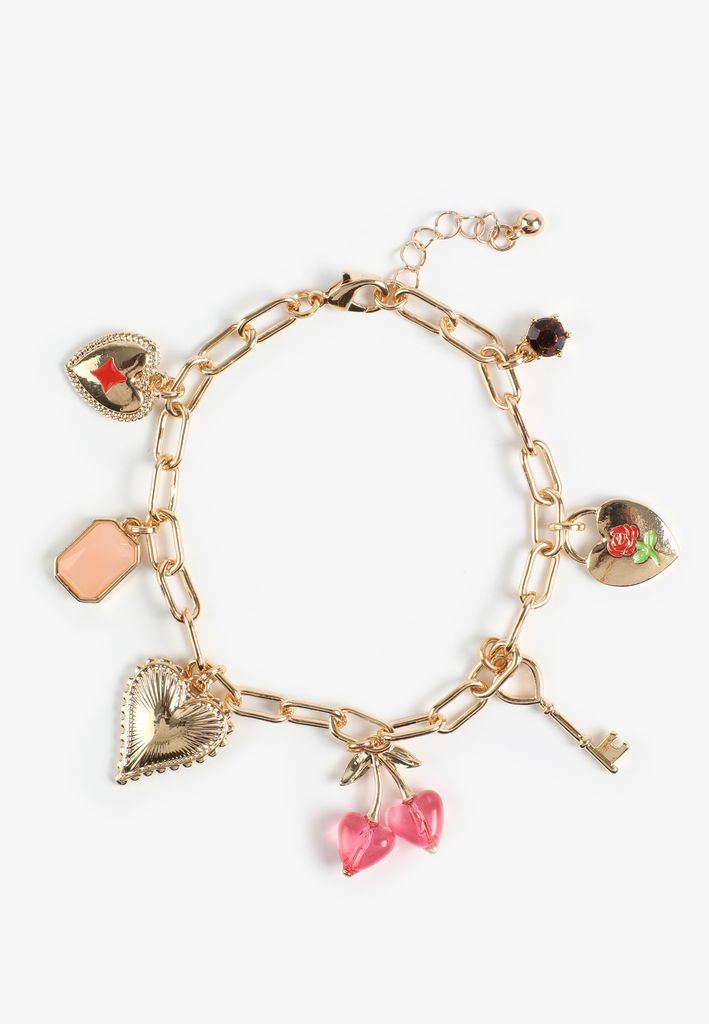 Gold Heart Charm Bracelet